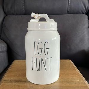 Rae Dunn Magenta Artisan Collection  Spring Easter "EGG HUNT" Canister with Lid